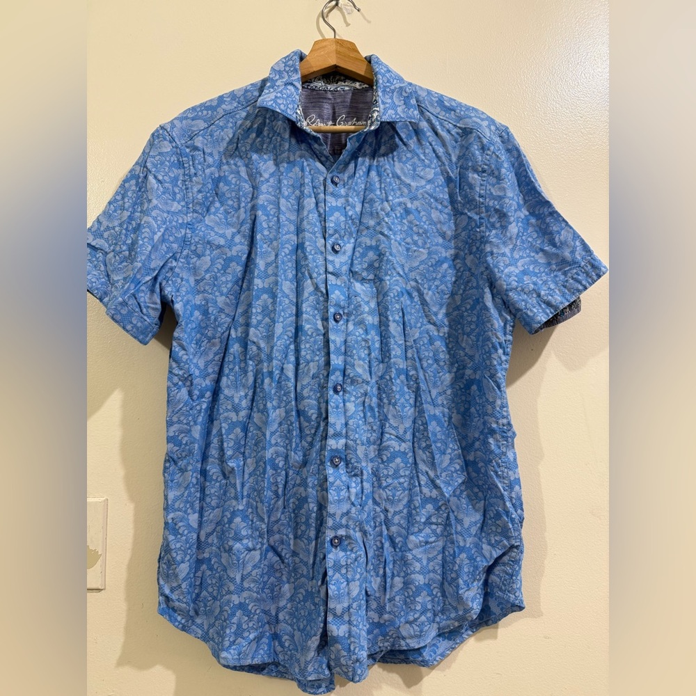 Robert Graham Blue Floral Short-Sleeve Button-Down Shirt